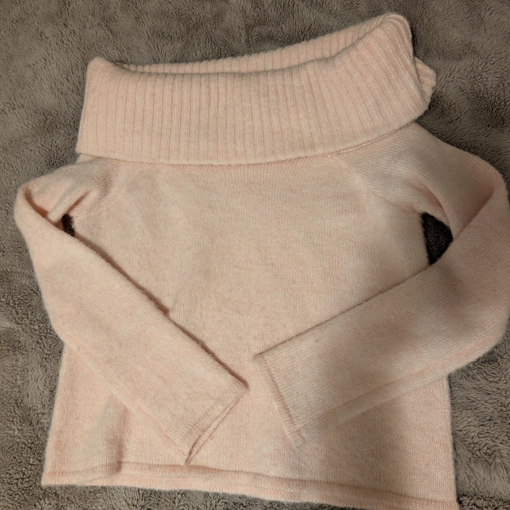 Off Shoulder Light Pink Sweater